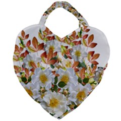 Flowers Roses Leaves Autumn Giant Heart Shaped Tote by Pakrebo