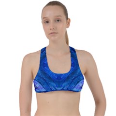 Boho Bohemian Hippie Tie Dye Cobalt Criss Cross Racerback Sports Bra by CrypticFragmentsDesign