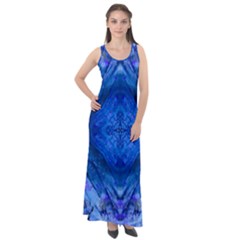 Boho Bohemian Hippie Tie Dye Cobalt Sleeveless Velour Maxi Dress by CrypticFragmentsDesign