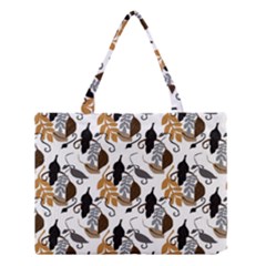 Gray Brown Black Neutral Leaves Medium Tote Bag by bloomingvinedesign