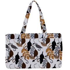 Gray Brown Black Neutral Leaves Canvas Work Bag by bloomingvinedesign
