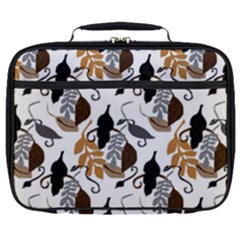 Gray Brown Black Neutral Leaves Full Print Lunch Bag by bloomingvinedesign