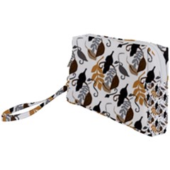Gray Brown Black Neutral Leaves Wristlet Pouch Bag (small) by bloomingvinedesign