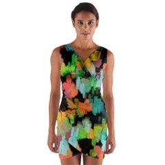 Paint Brushes On A Black Background                                   Wrap Front Bodycon Dress