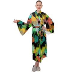 Paint Brushes On A Black Background                             Maxi Tie Front Velour Kimono by LalyLauraFLM