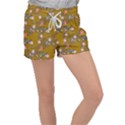 Textile Flowers Pattern Women s Velour Lounge Shorts View1