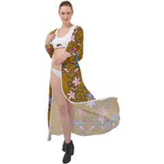 Textile Flowers Pattern Maxi Chiffon Beach Wrap