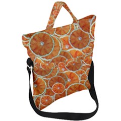 Oranges Background Fold Over Handle Tote Bag