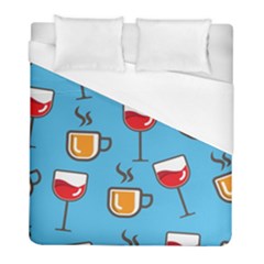 Cups And Mugs Blue Duvet Cover (full/ Double Size) by HermanTelo