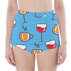 Cups And Mugs Blue High-waisted Bikini Bottoms