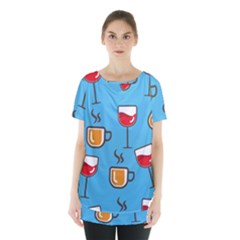 Cups And Mugs Blue Skirt Hem Sports Top