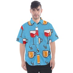 Cups And Mugs Blue Men s Short Sleeve Shirt