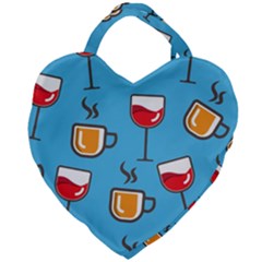 Cups And Mugs Blue Giant Heart Shaped Tote