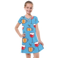 Cups And Mugs Blue Kids  Cross Web Dress