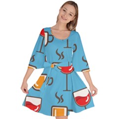 Cups And Mugs Blue Velour Kimono Dress