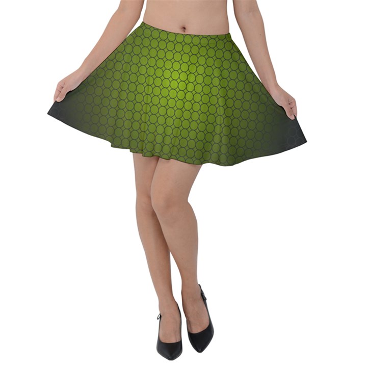 Hexagon Background Circle Velvet Skater Skirt