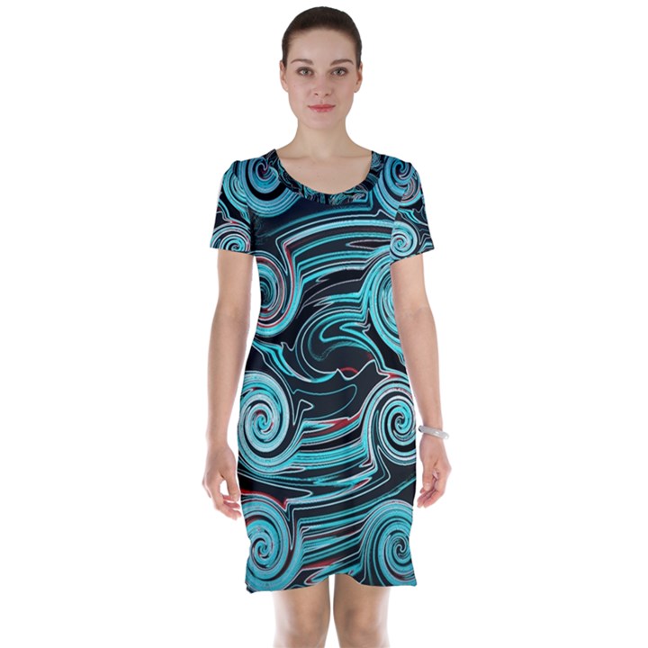 Background Neon Abstract Short Sleeve Nightdress