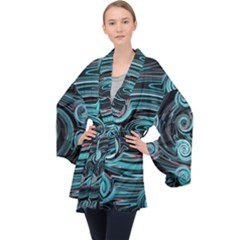 Background Neon Abstract Velvet Kimono Robe