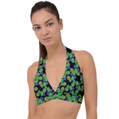 Flowers Pattern Background Halter Plunge Bikini Top