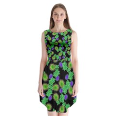 Flowers Pattern Background Sleeveless Chiffon Dress  