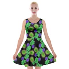 Flowers Pattern Background Velvet Skater Dress by HermanTelo