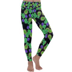 Flowers Pattern Background Kids  Lightweight Velour Classic Yoga Leggings by HermanTelo