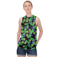 Flowers Pattern Background High Neck Satin Top by HermanTelo