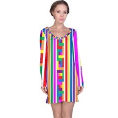 Rainbow Geometric Spectrum Long Sleeve Nightdress