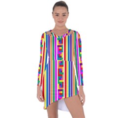Rainbow Geometric Spectrum Asymmetric Cut-out Shift Dress