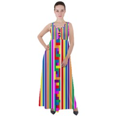 Rainbow Geometric Spectrum Empire Waist Velour Maxi Dress