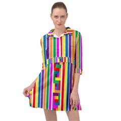 Rainbow Geometric Spectrum Mini Skater Shirt Dress