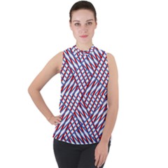 Abstract Chaos Confusion Mock Neck Chiffon Sleeveless Top by Alisyart