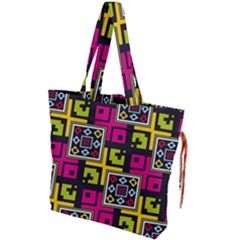 Squares Pattern                                Drawstring Tote Bag by LalyLauraFLM