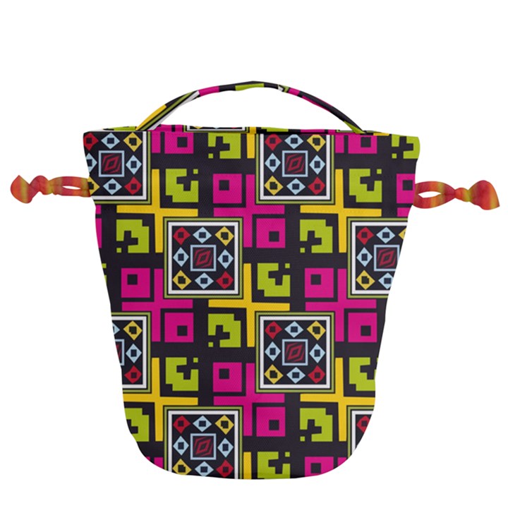 Squares pattern                                  Drawstring Bucket Bag
