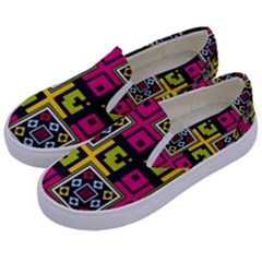 Squares Pattern                                 Kids  Canvas Slip Ons by LalyLauraFLM