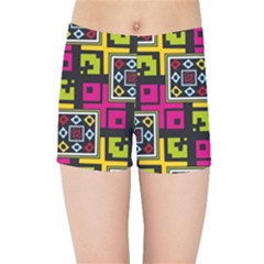 Squares pattern                                 Kids  Skinny Shorts