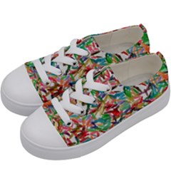 Colorful Paint Strokes On A White Background                                 Kids  Low Top Canvas Sneakers by LalyLauraFLM