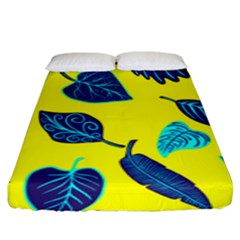 Leaves On A Yellow Background                                 Fitted Sheet (king Size) by LalyLauraFLM