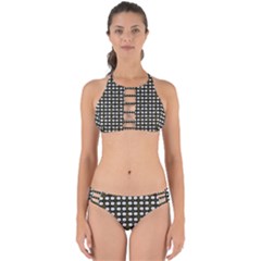 White Flower Pattern On Yellow Black Perfectly Cut Out Bikini Set by BrightVibesDesign