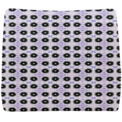 Black Flower  On Purple White Pattern Seat Cushion by BrightVibesDesign