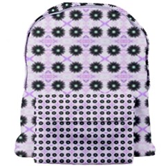 Black Flower On Pink White Pattern Giant Full Print Backpack by BrightVibesDesign