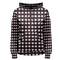 White Flower Pattern On Pink Black Women s Pullover Hoodie