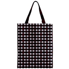 White Flower Pattern On Pink Black Zipper Classic Tote Bag by BrightVibesDesign