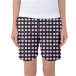 White Flower Pattern On Pink Black Women s Basketball Shorts