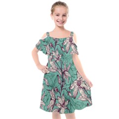 Vintage Floral Pattern Kids  Cut Out Shoulders Chiffon Dress by Sobalvarro