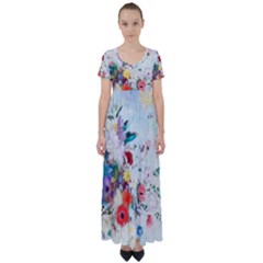 Floral Bouquet High Waist Short Sleeve Maxi Dress by Sobalvarro