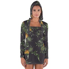 Pineapples Pattern Long Sleeve Hooded T-shirt by Sobalvarro