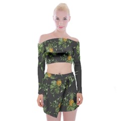 Pineapples Pattern Off Shoulder Top With Mini Skirt Set by Sobalvarro