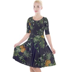 Pineapples Pattern Quarter Sleeve A-line Dress by Sobalvarro