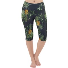 Pineapples Pattern Lightweight Velour Cropped Yoga Leggings